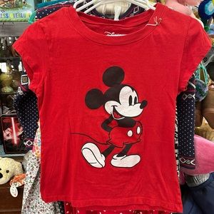 Disney Brand Juniors Medium Mini T Shirt Tee Bright Red Mickey Mouse Pre-Owned